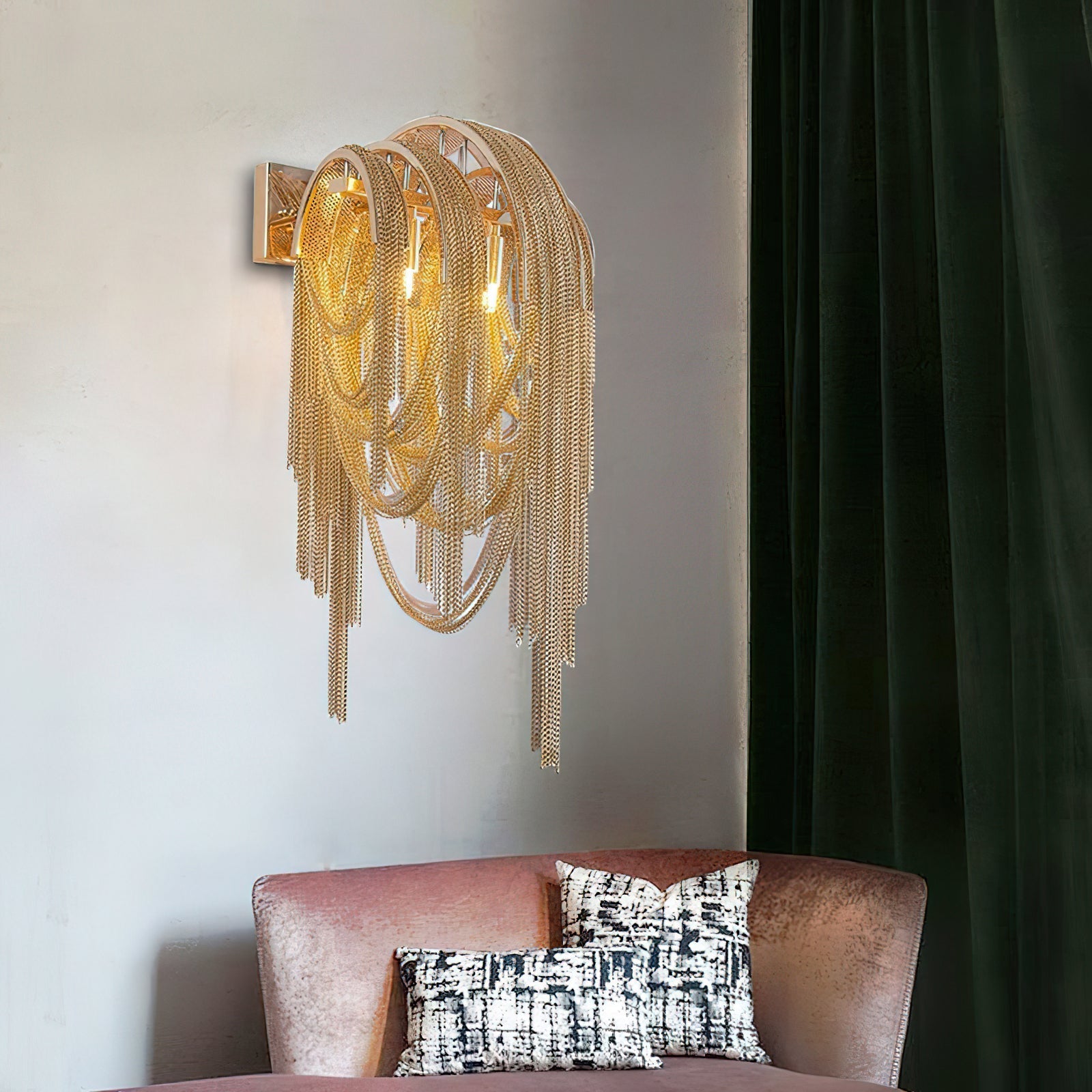 Chains Tassel Wall Light, Hardwired Wall Sconce, detail 23