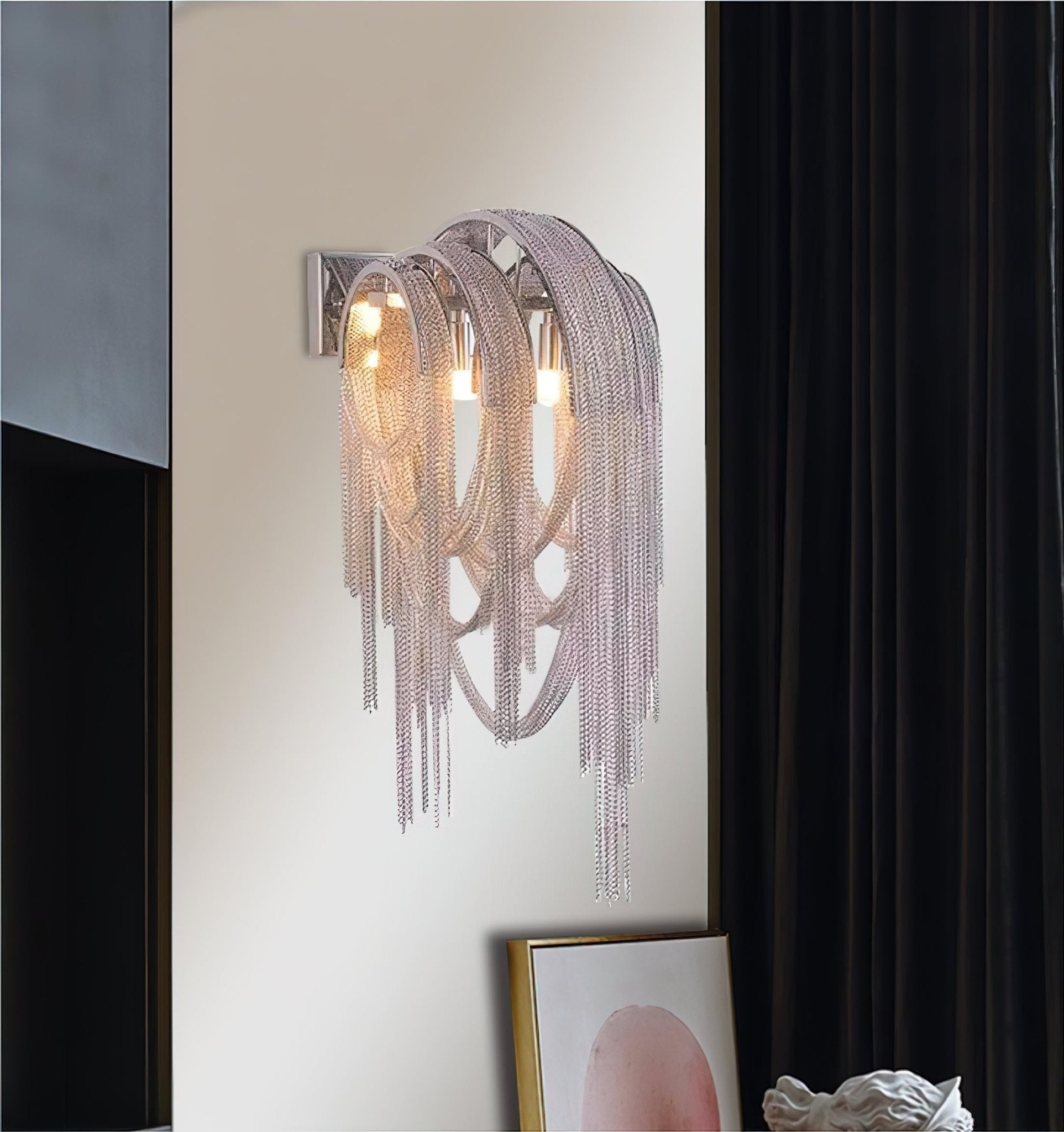 Chains Tassel Wall Light, Hardwired Wall Sconce, detail 13