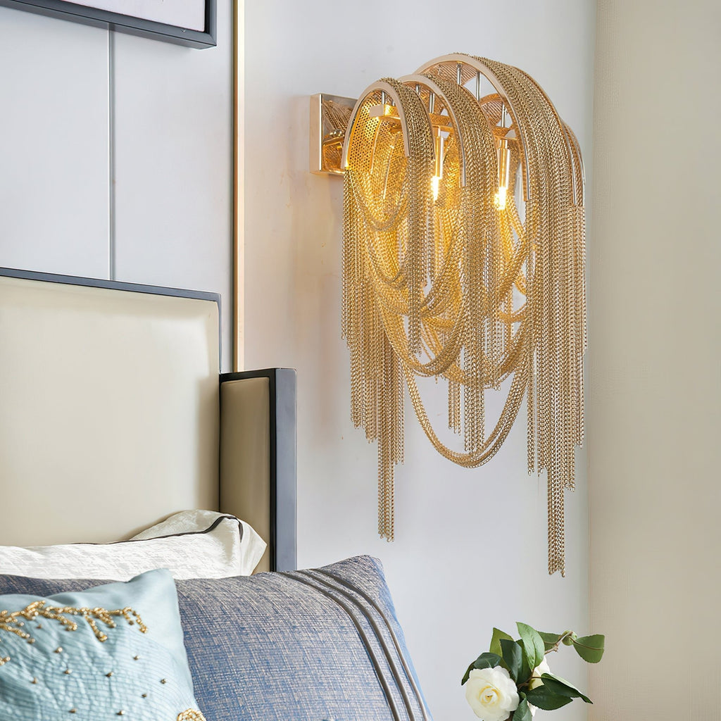 Chains Tassel Wall Light, Hardwired Wall Sconce, detail 2