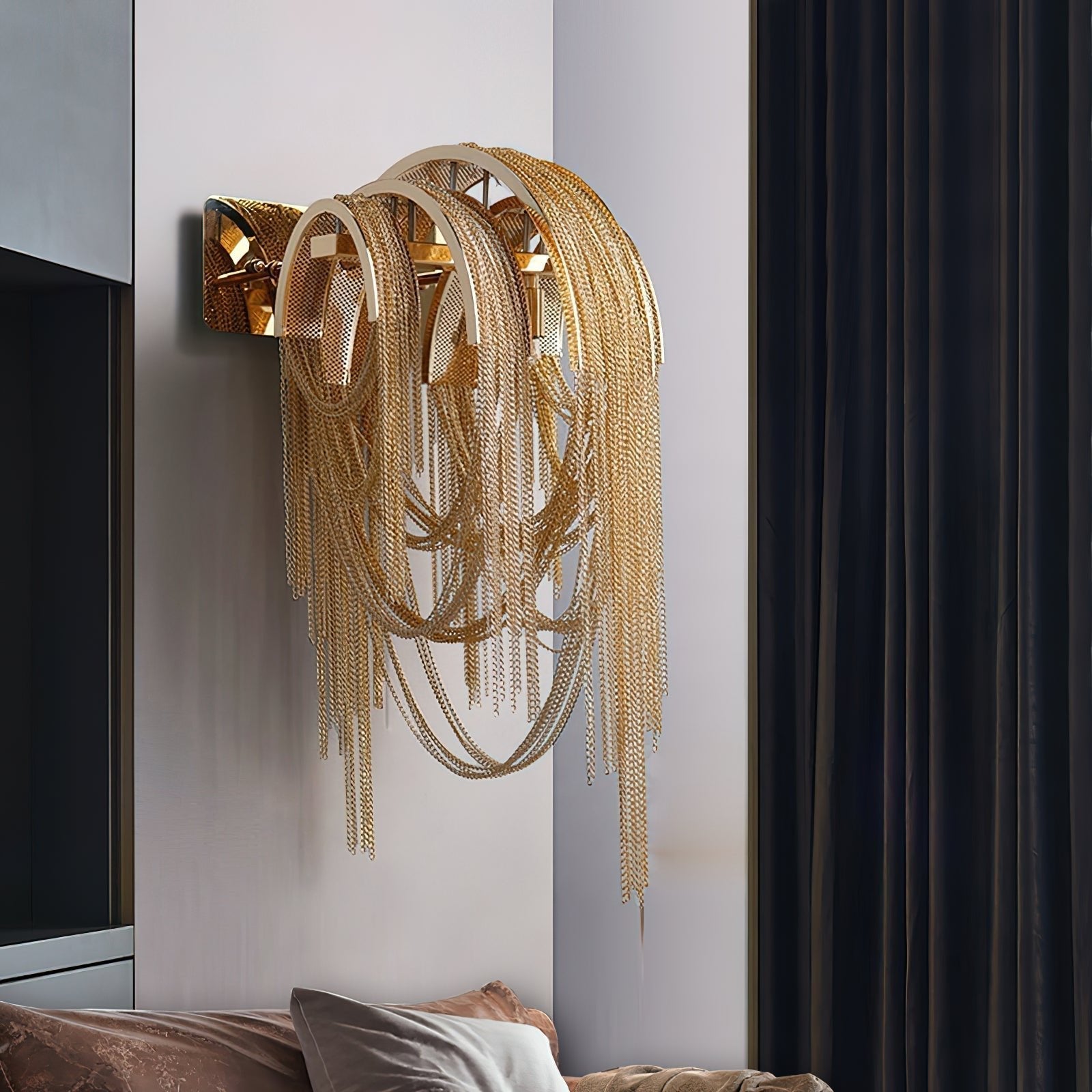 Chains Tassel Wall Light, Hardwired Wall Sconce, detail 12