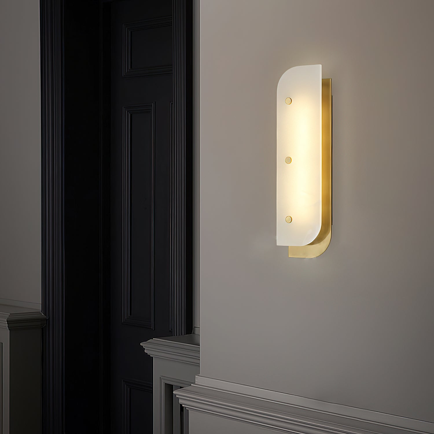 Elaris Alabaster Wall Light - L 14cm x W 5.7cm x H 33cm Iron, Hardwired Wall Sconce, detail 4