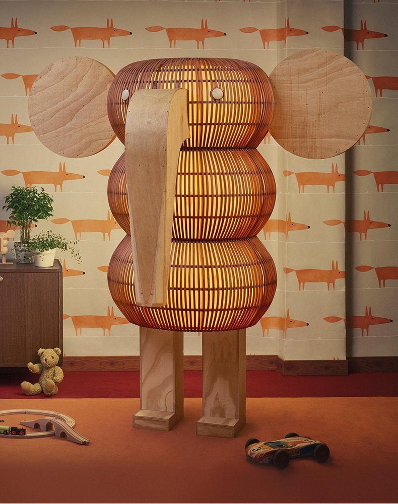 Elephant Shaped Rattan Floor Light, Floor Lamp, detail 3