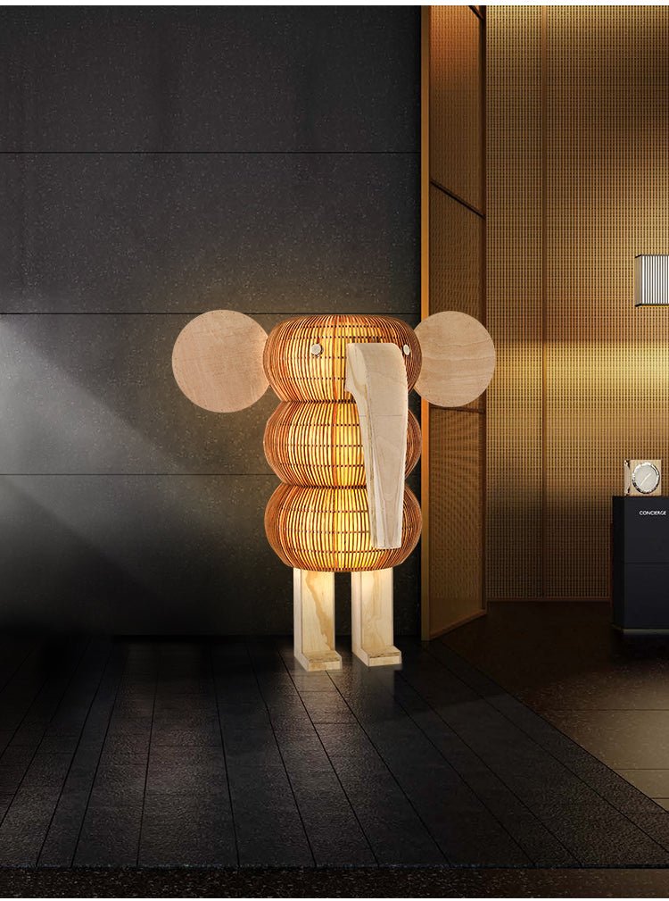 Elephant Shaped Rattan Floor Light, Floor Lamp, detail 5