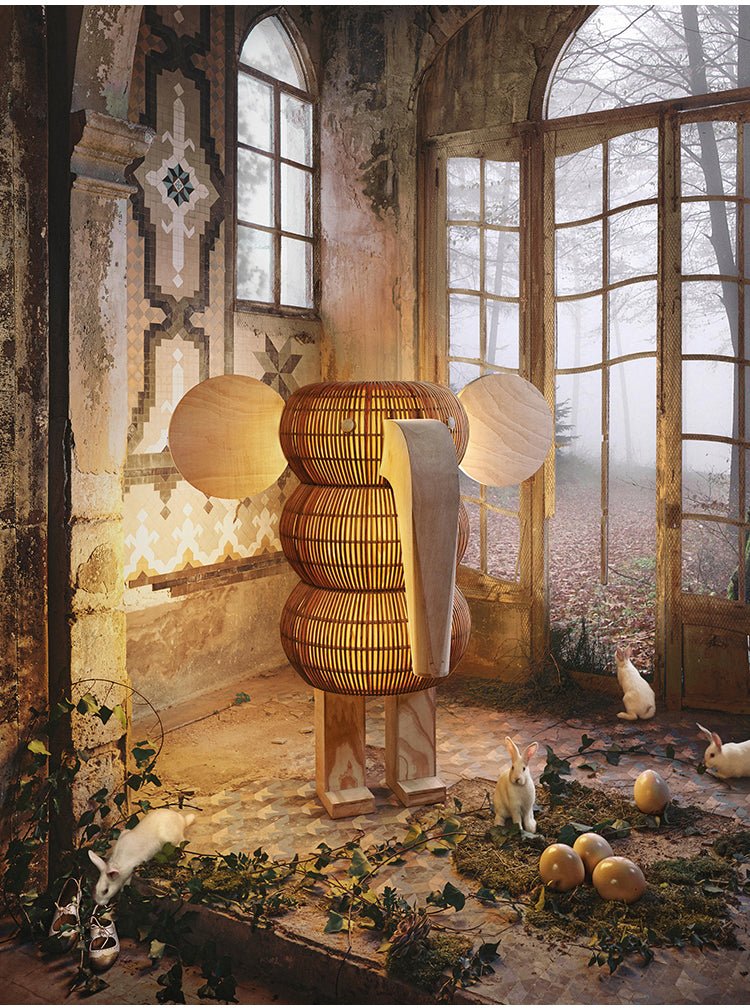 Elephant Shaped Rattan Floor Light, Floor Lamp, detail 6