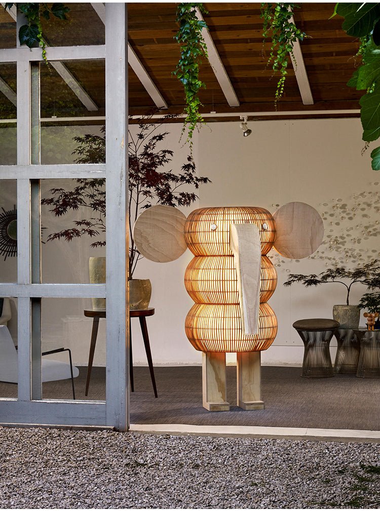 Elephant Shaped Rattan Floor Light, Floor Lamp, detail 7