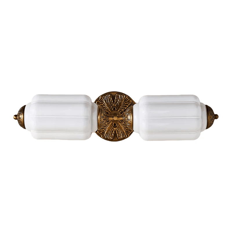 Elliot Glass Wall Light, Hardwired Wall Sconce, Brass, 2-Lights L 60cm x H 20cm