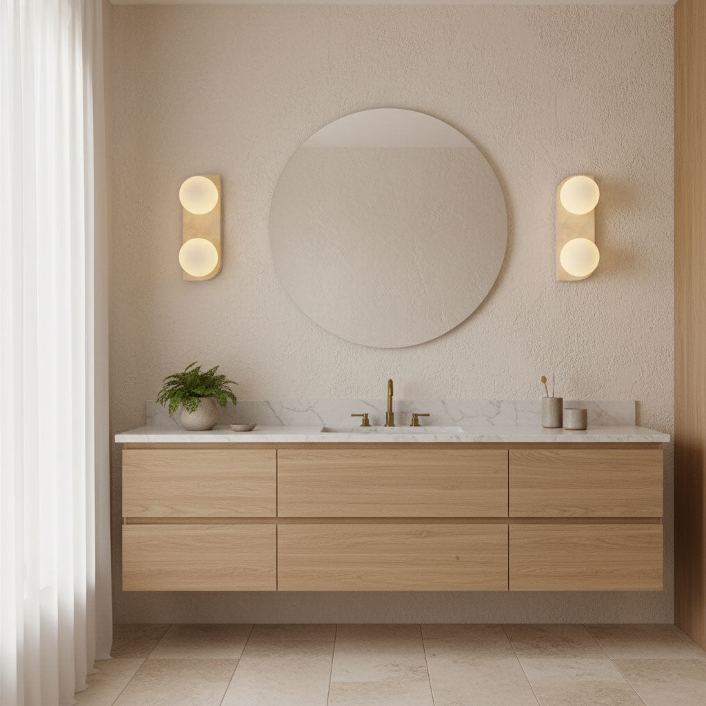 Elysian Travertine Wall Light, Hardwired Wall Sconce, detail 6