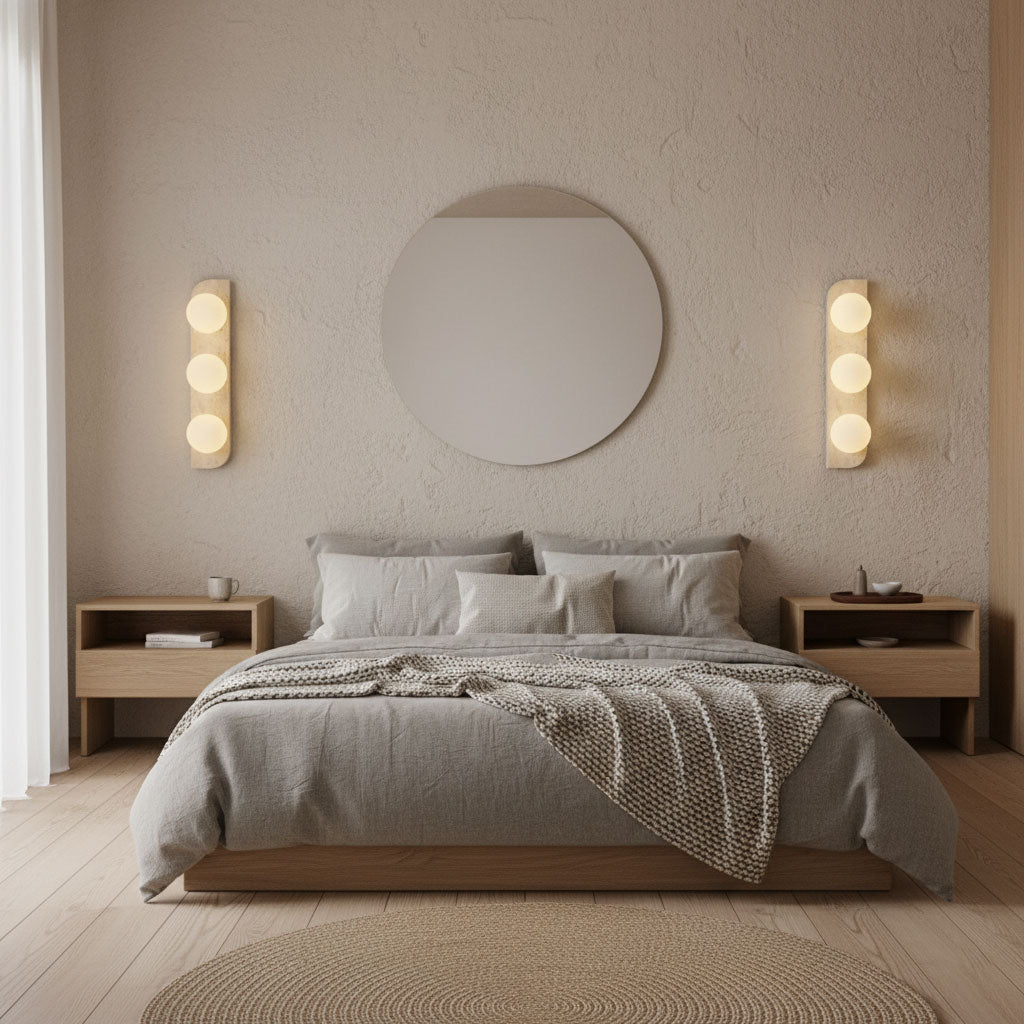 Elysian Travertine Wall Light, Hardwired Wall Sconce, detail 3