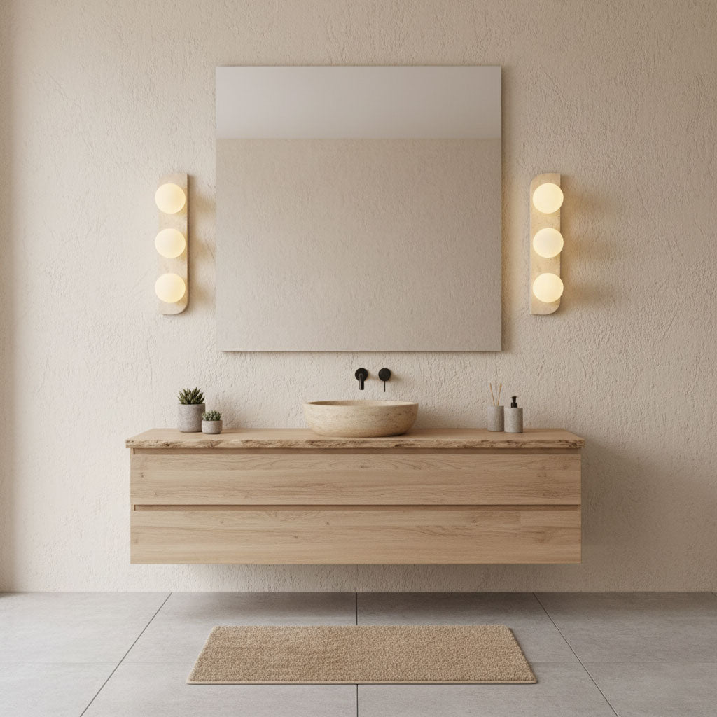 Elysian Travertine Wall Light, Hardwired Wall Sconce, detail 2