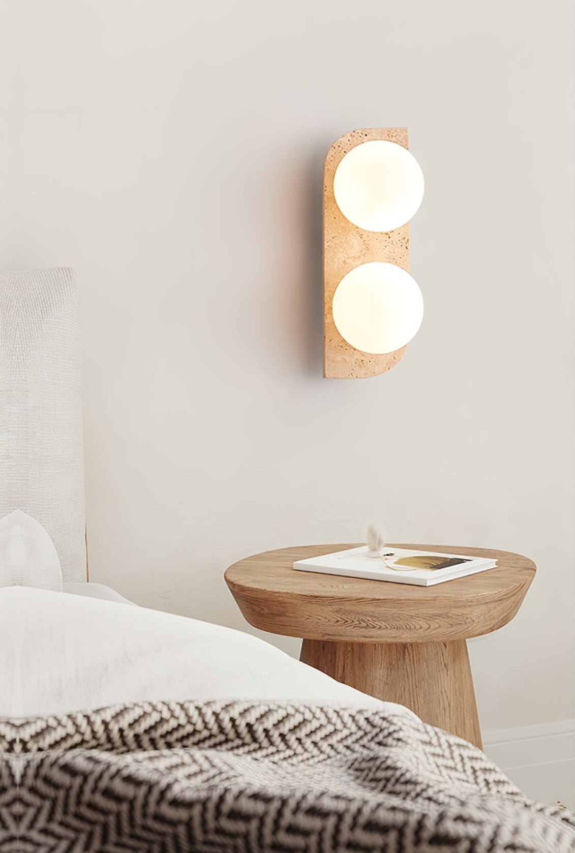 Elysian Travertine Wall Light, Hardwired Wall Sconce, detail 77