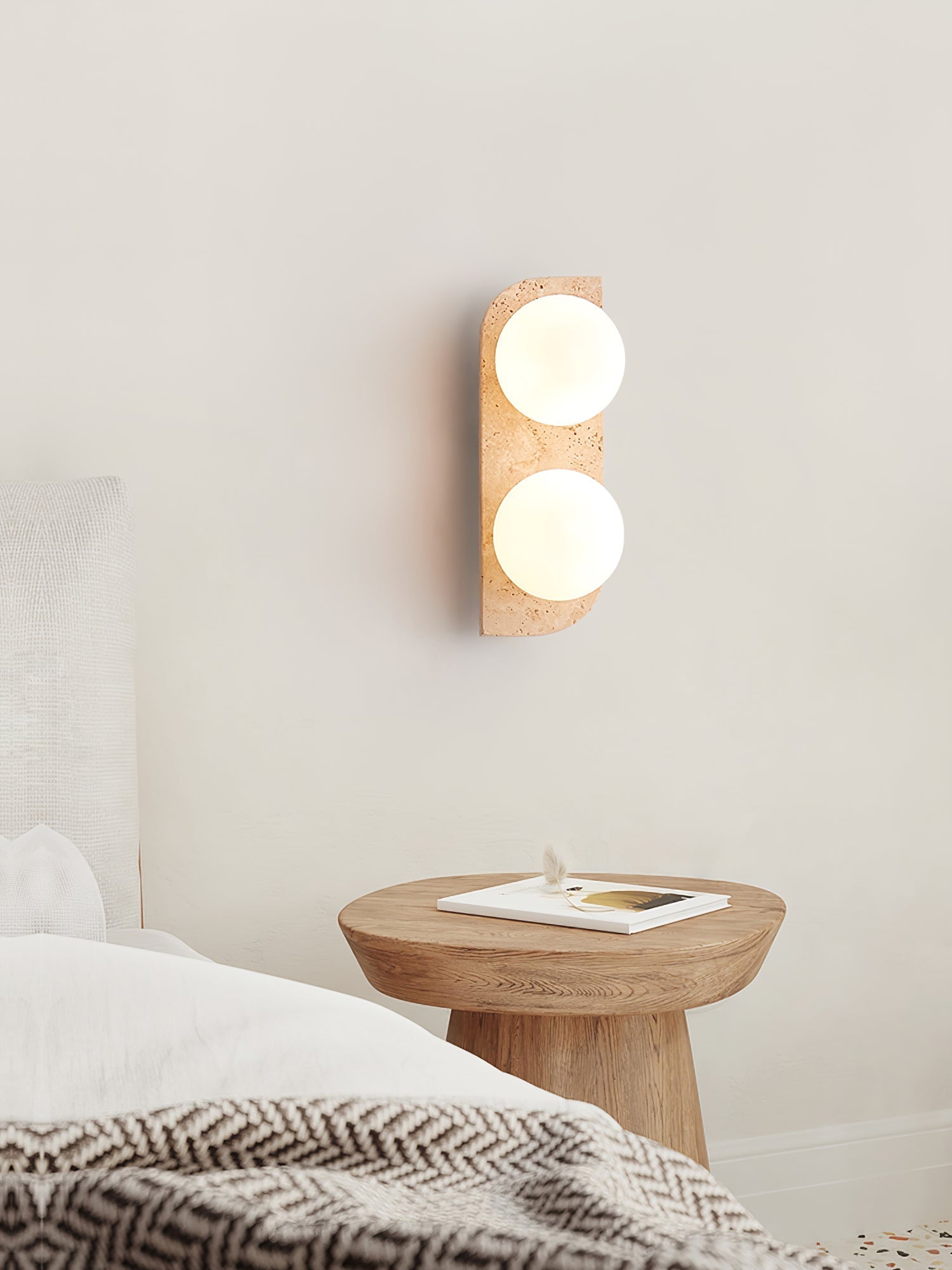 Elysian Travertine Wall Light, Hardwired Wall Sconce, detail 9