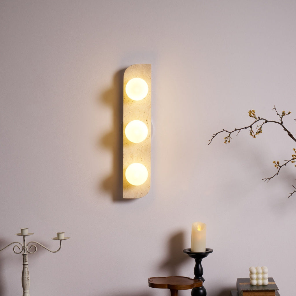Elysian Travertine Wall Light, Hardwired Wall Sconce, detail 10