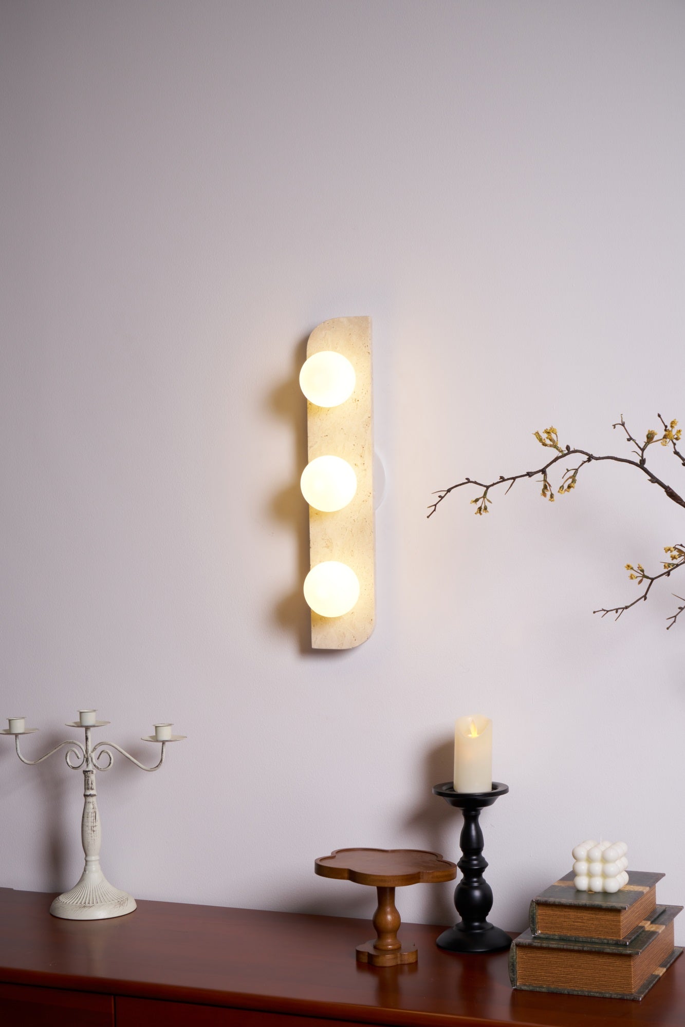 Elysian Travertine Plug-In Wall Light, Plug-In Wall Sconce, detail 20