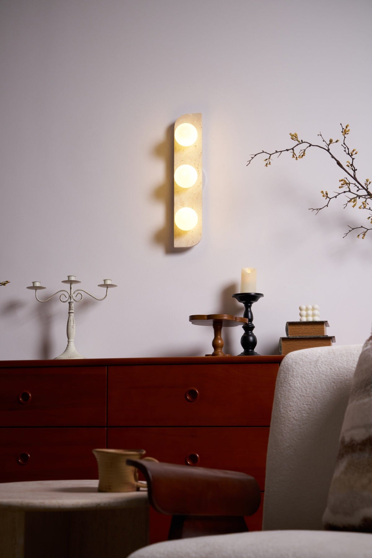 Elysian Travertine Plug-In Wall Light, Plug-In Wall Sconce, detail 22