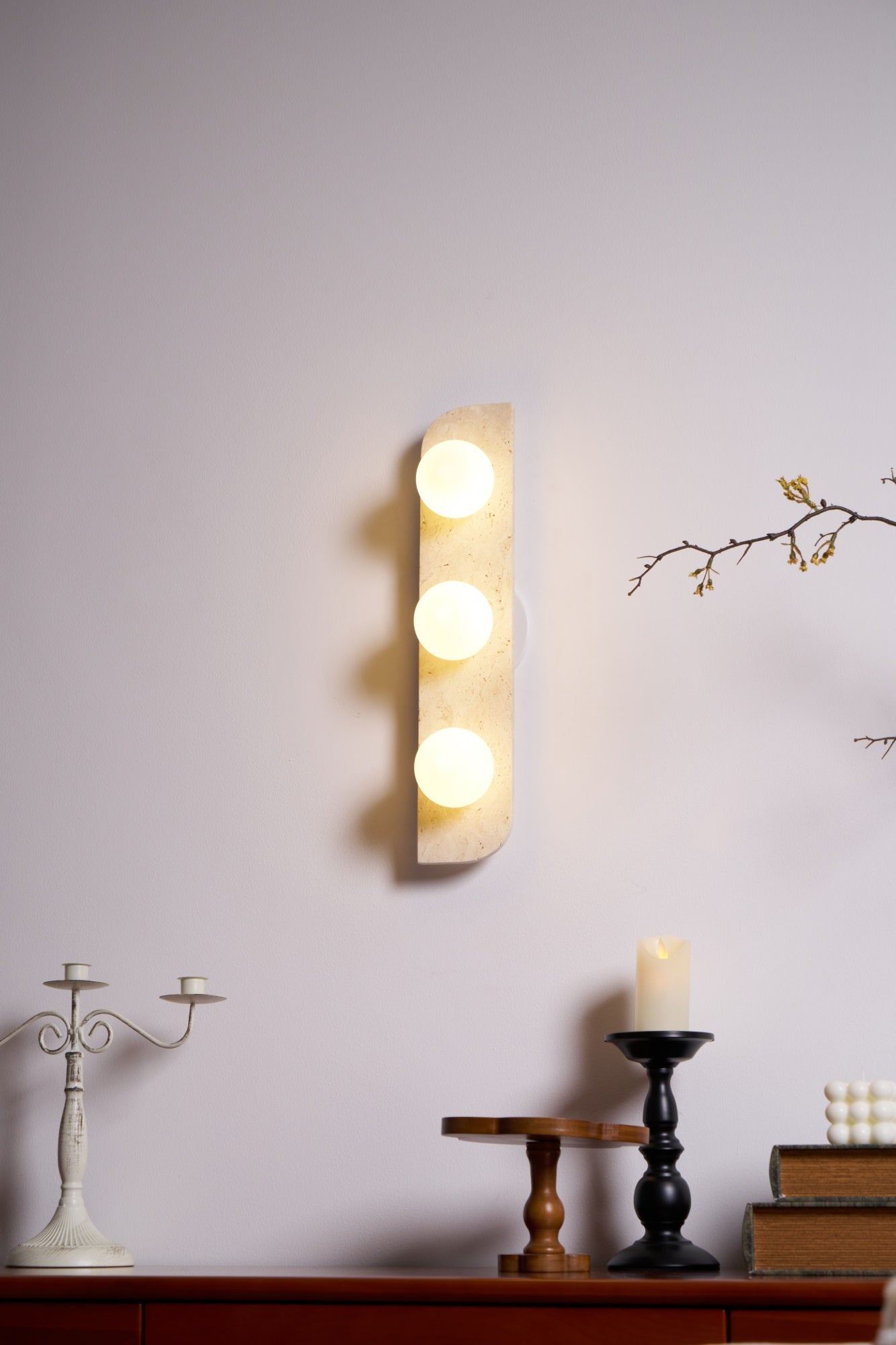 Elysian Travertine Plug-In Wall Light, Plug-In Wall Sconce, detail 23