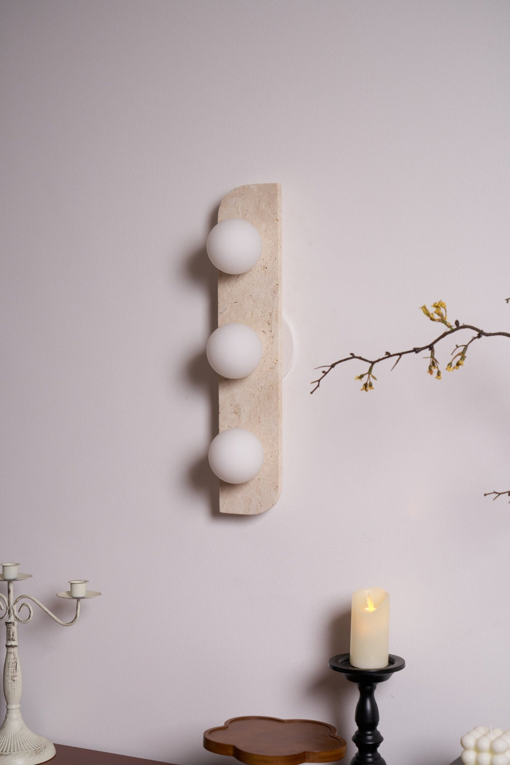 Elysian Travertine Plug-In Wall Light, Plug-In Wall Sconce, detail 24