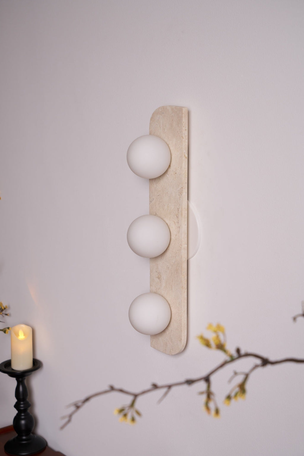 Elysian Travertine Wall Light, Hardwired Wall Sconce, detail 27