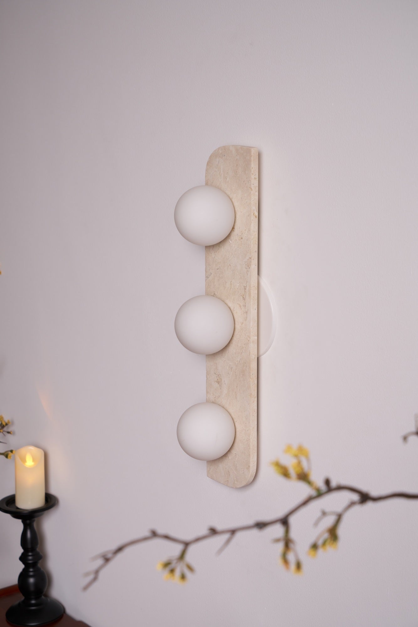 Elysian Travertine Wall Light, Hardwired Wall Sconce, detail 27