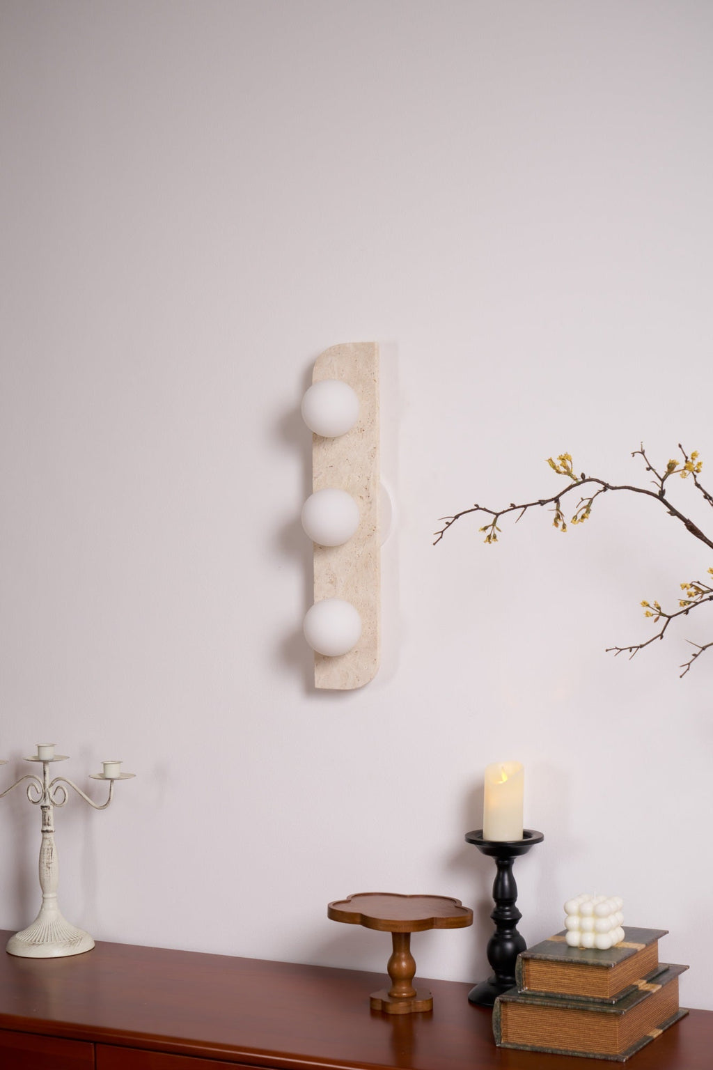 Elysian Travertine Wall Light, Hardwired Wall Sconce, detail 30