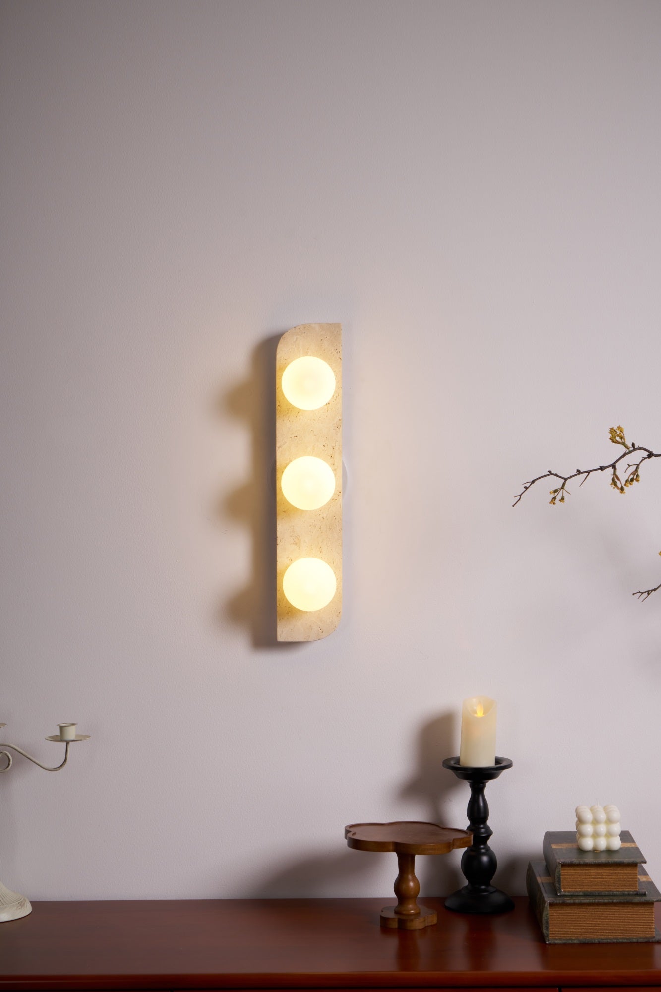 Elysian Travertine Plug-In Wall Light, Plug-In Wall Sconce, detail 29
