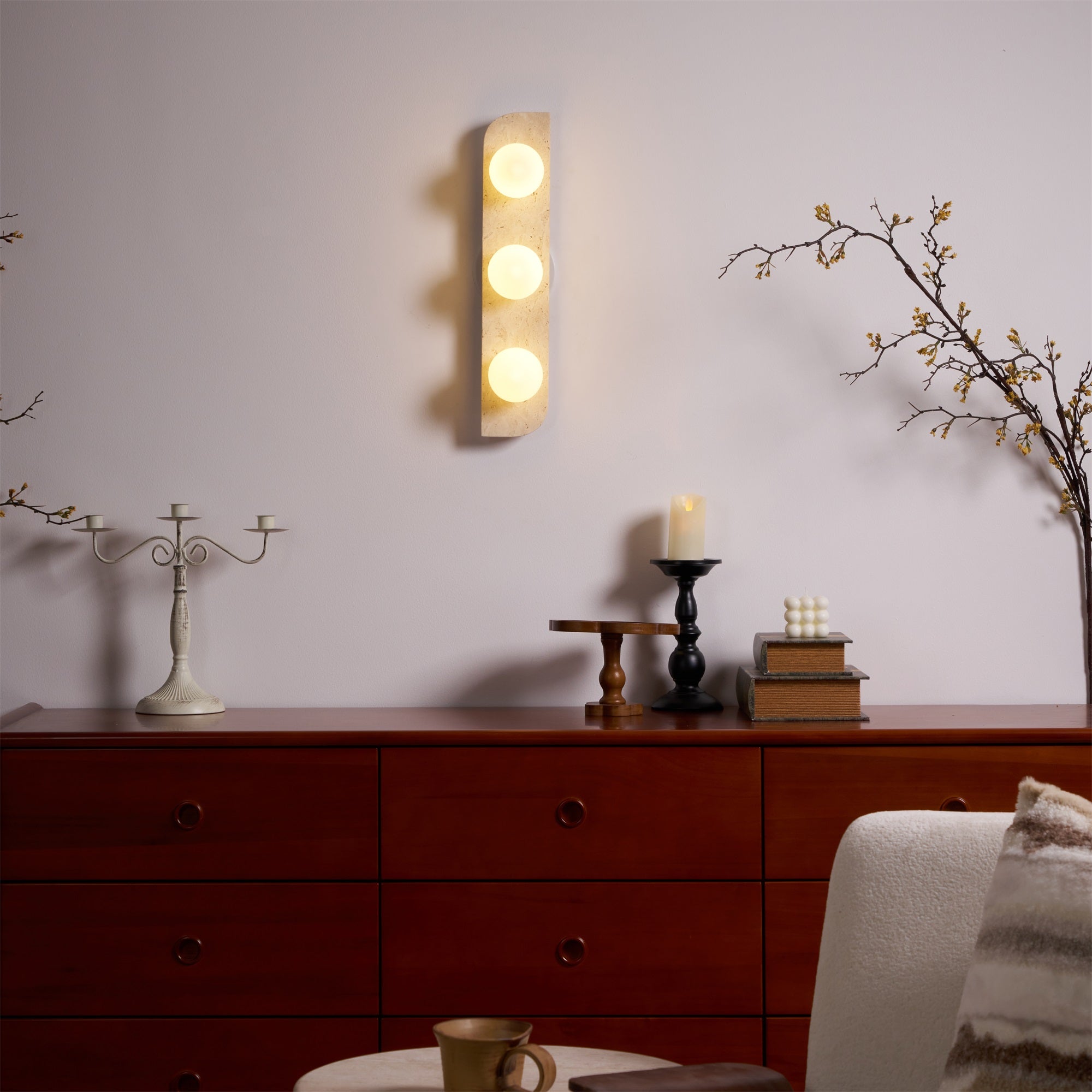 Elysian Travertine Plug-In Wall Light, Plug-In Wall Sconce, detail 30
