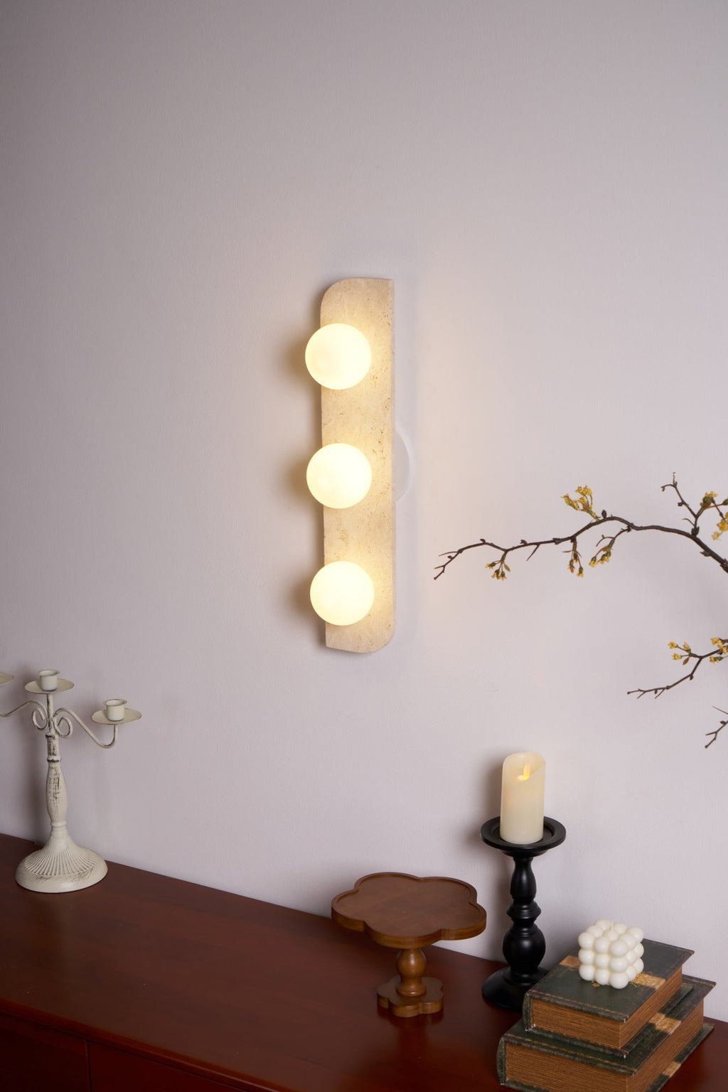 Elysian Travertine Wall Light, Hardwired Wall Sconce, detail 33