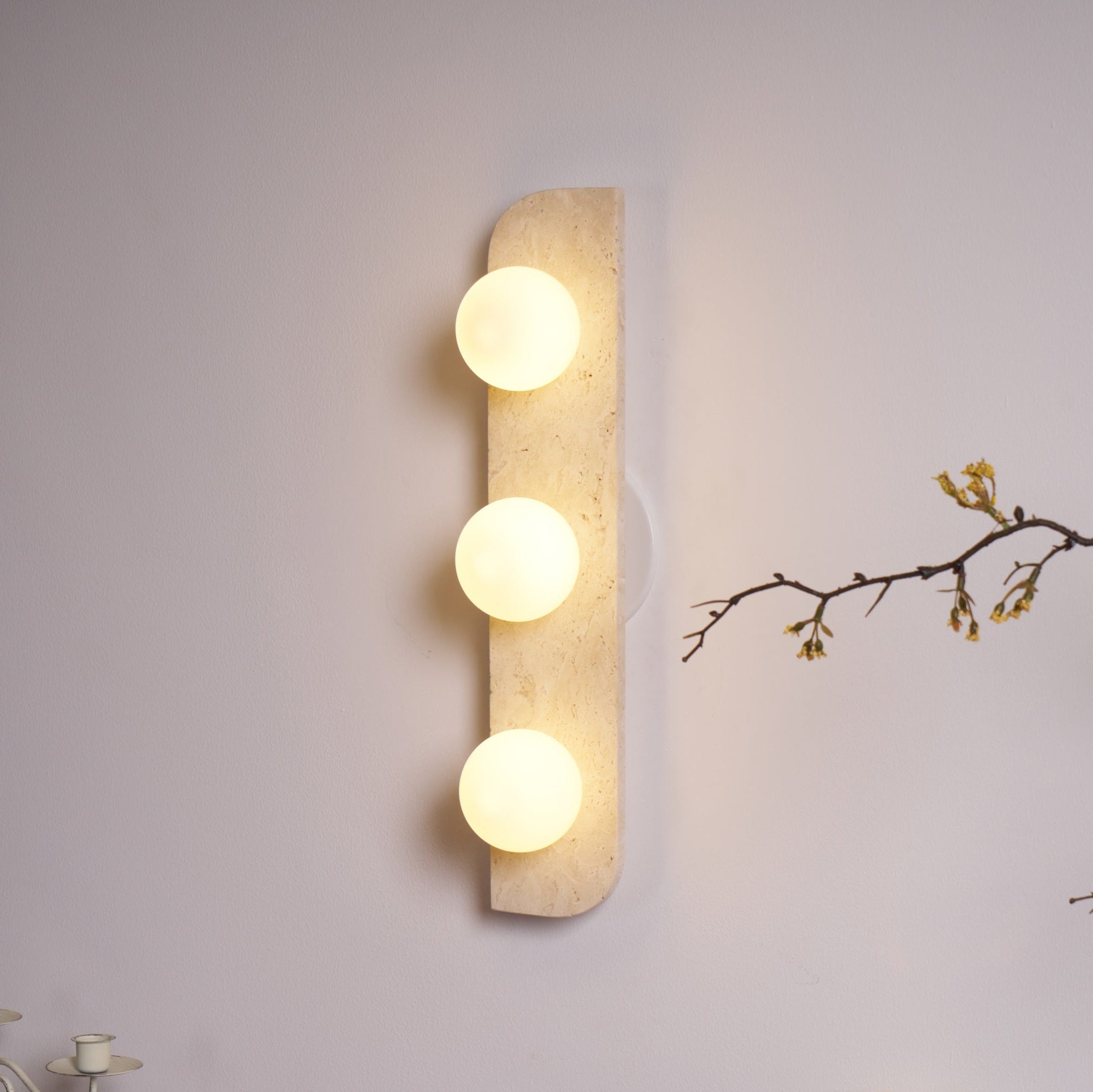 Elysian Travertine Wall Light, Hardwired Wall Sconce, detail 11