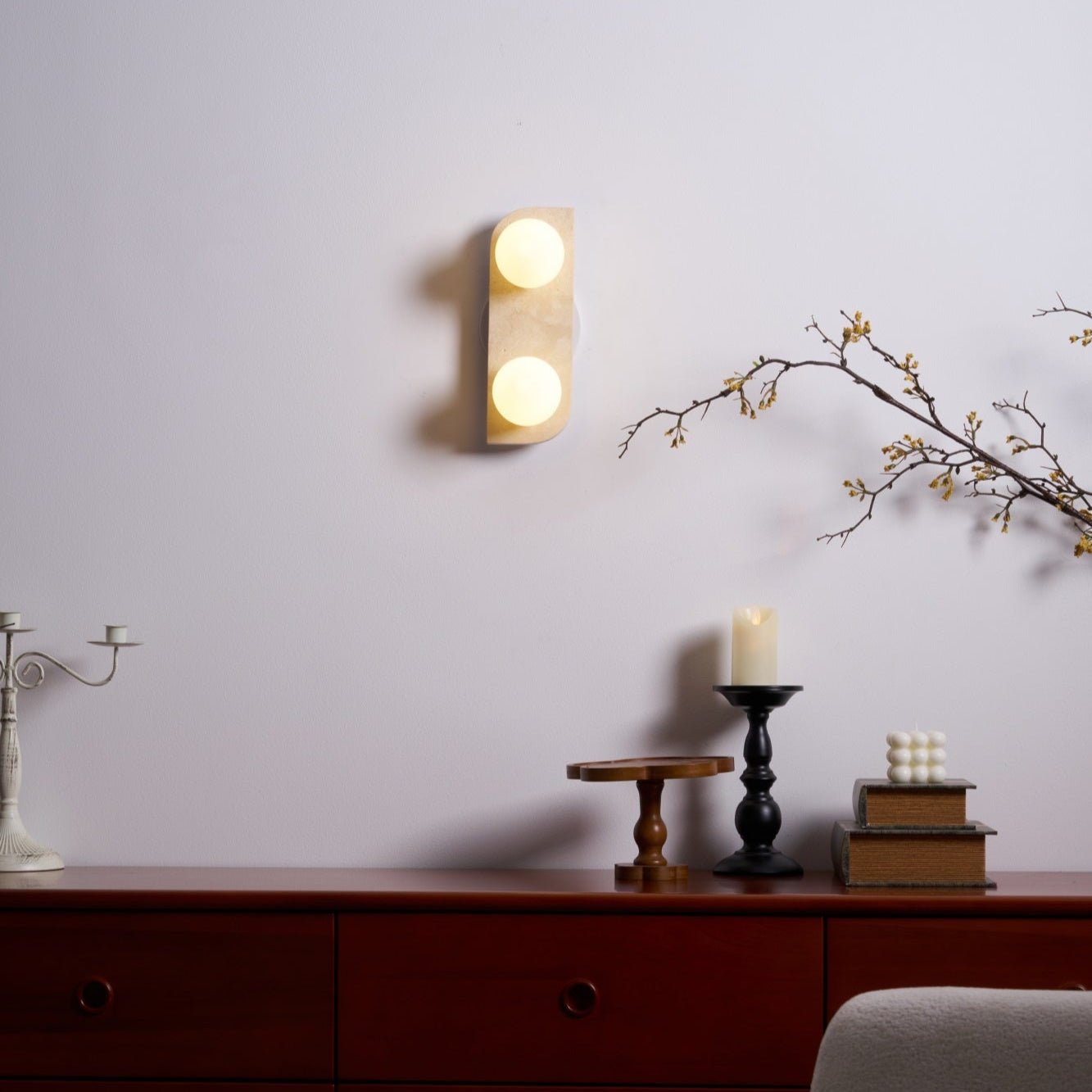 Elysian Travertine Wall Light, Hardwired Wall Sconce, detail 47