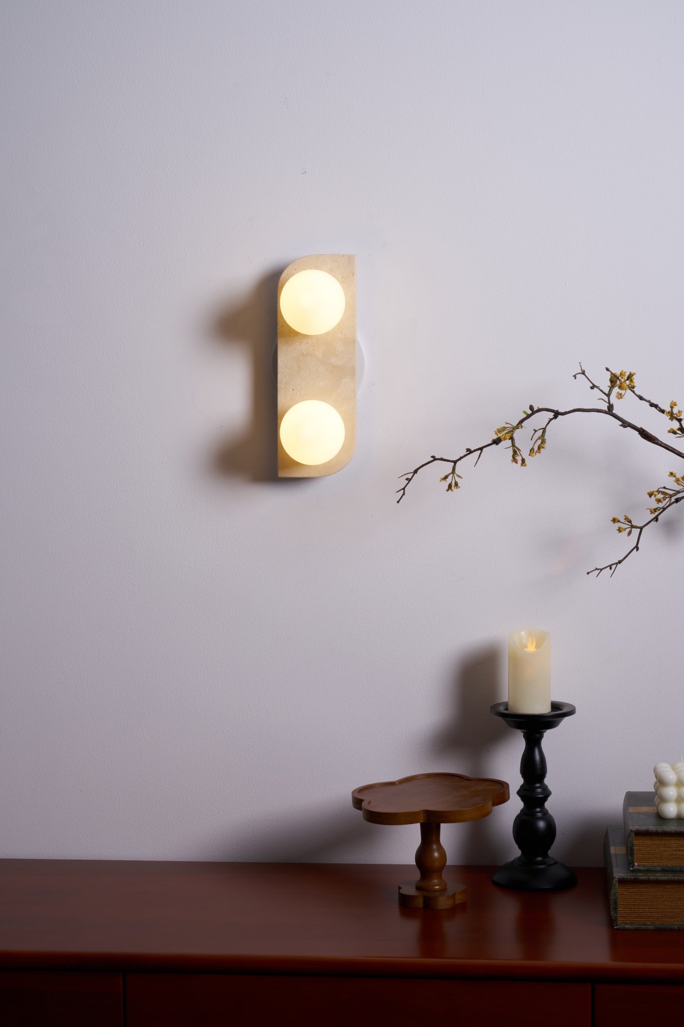 Elysian Travertine Wall Light, Hardwired Wall Sconce, detail 48