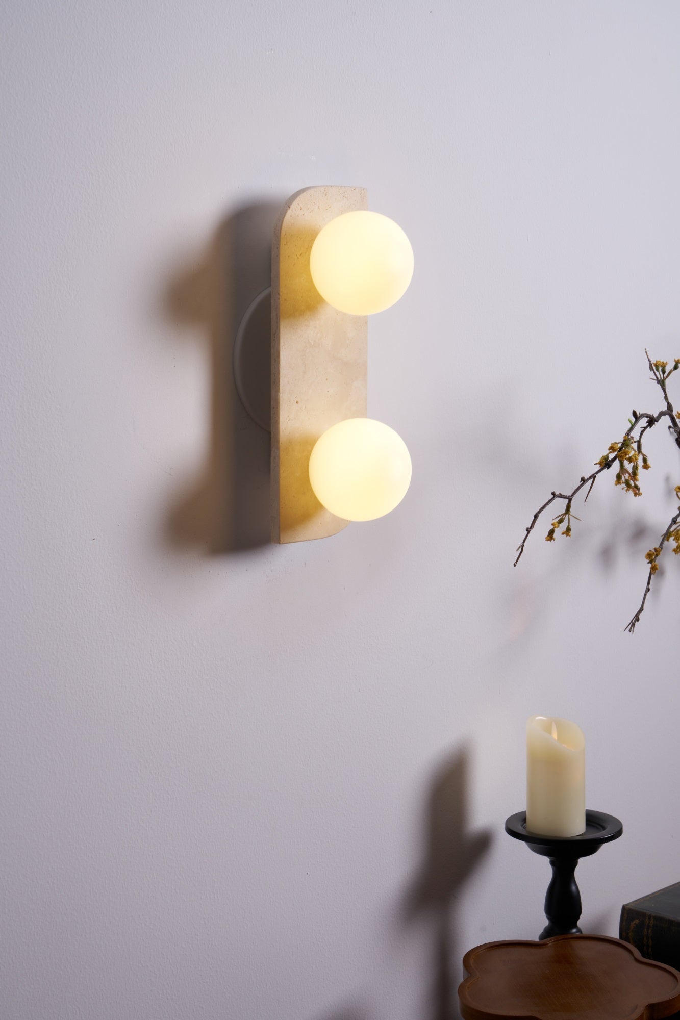 Elysian Travertine Plug-In Wall Light, Plug-In Wall Sconce, detail 47