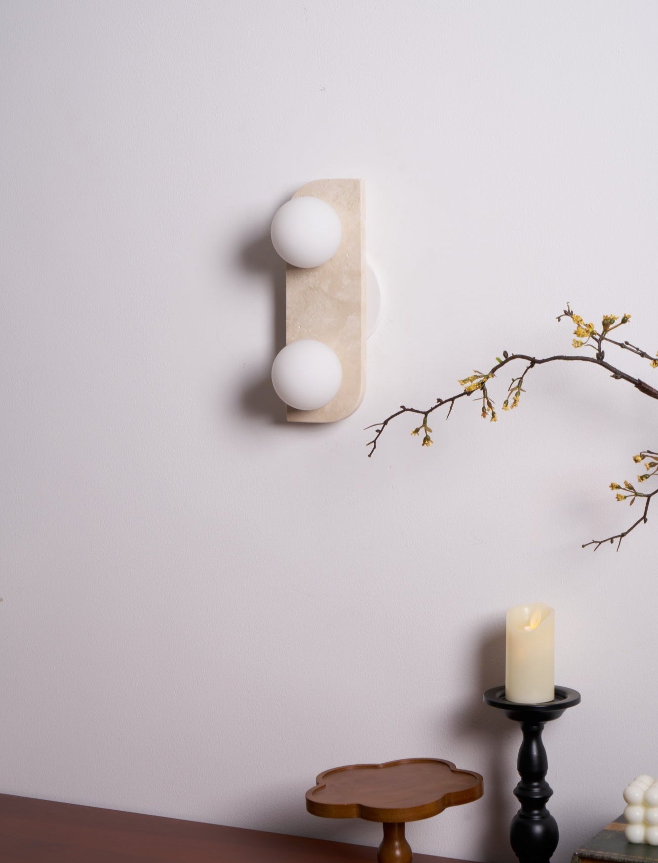 Elysian Travertine Wall Light, Hardwired Wall Sconce, detail 29