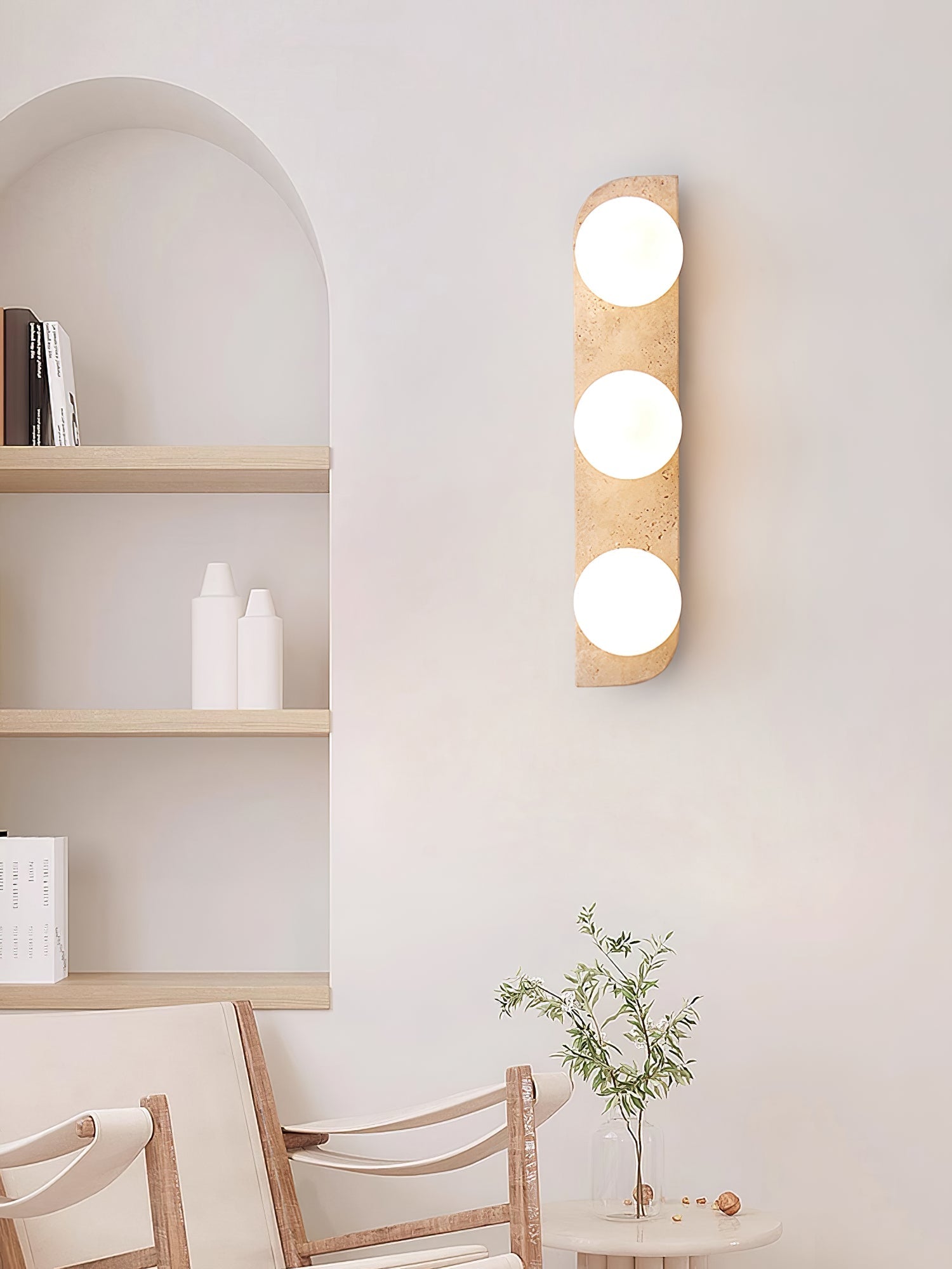 Elysian Travertine Plug-In Wall Light, Plug-In Wall Sconce, detail 13