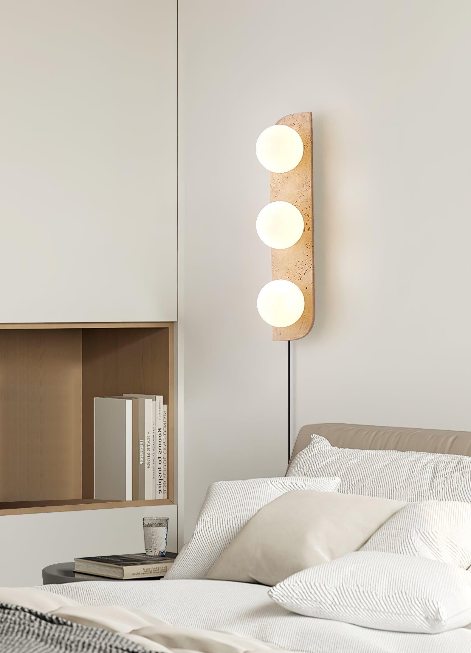 Elysian Travertine Plug-In Wall Light, Plug-In Wall Sconce, detail 4