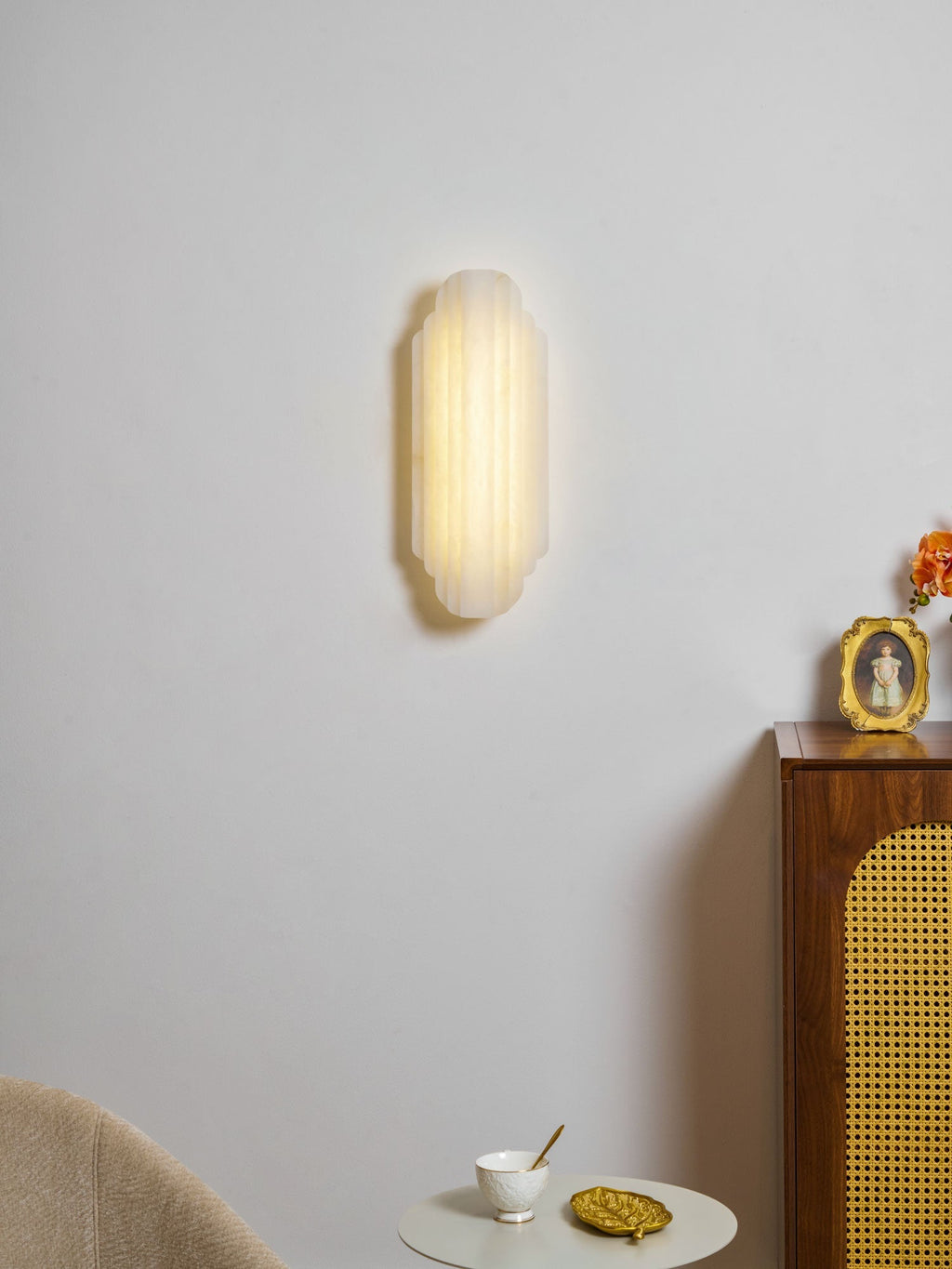 Estelle Alabaster Wall Light, Hardwired Wall Sconce, detail 9