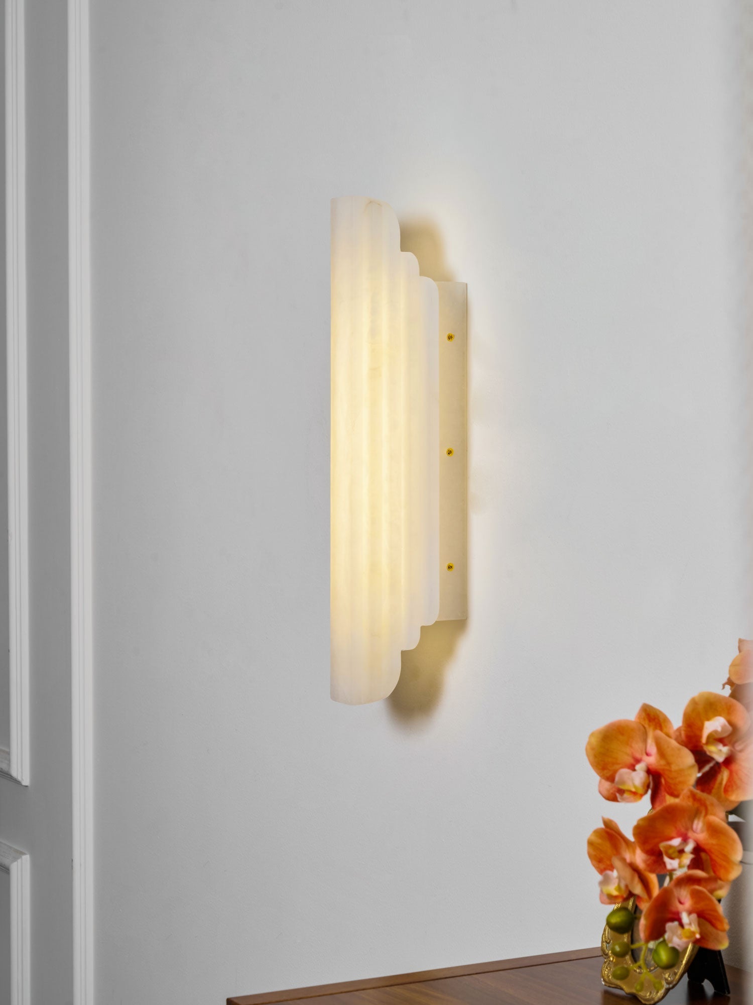 Estelle Alabaster Wall Light, Hardwired Wall Sconce, detail 12