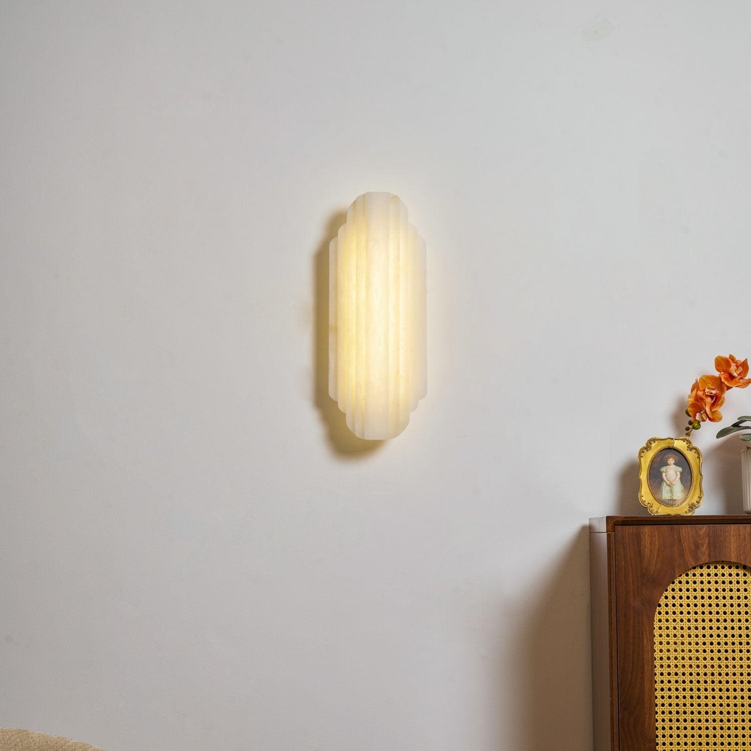 Estelle Alabaster Wall Light, Hardwired Wall Sconce, detail 8