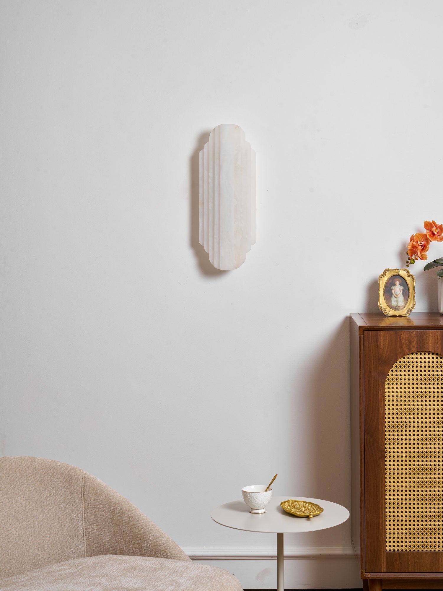 Estelle Alabaster Wall Light, Hardwired Wall Sconce, detail 15