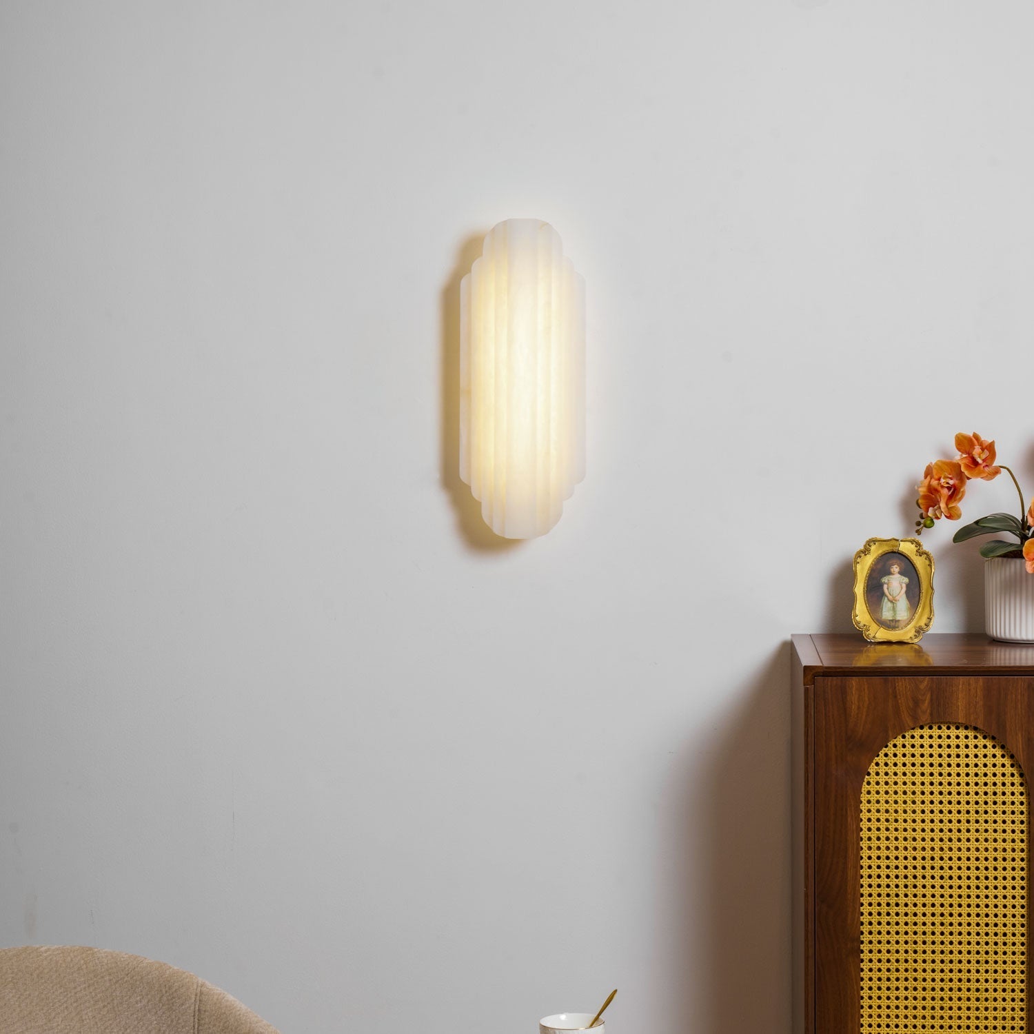 Estelle Alabaster Wall Light, Hardwired Wall Sconce, detail 11
