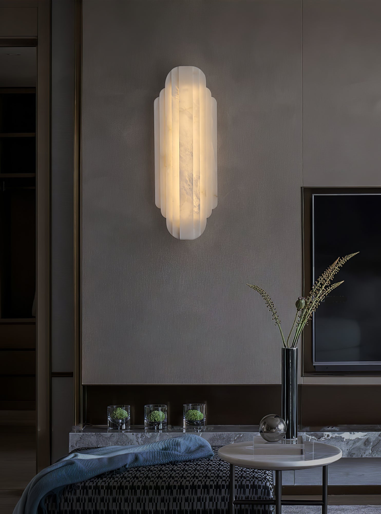 Estelle Alabaster Wall Light, Hardwired Wall Sconce, detail 6