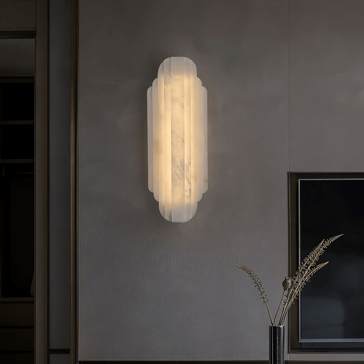 Estelle Alabaster Wall Light, Hardwired Wall Sconce, detail 2