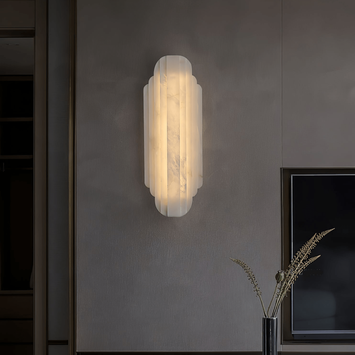Estelle Alabaster Wall Light, Hardwired Wall Sconce, detail 2