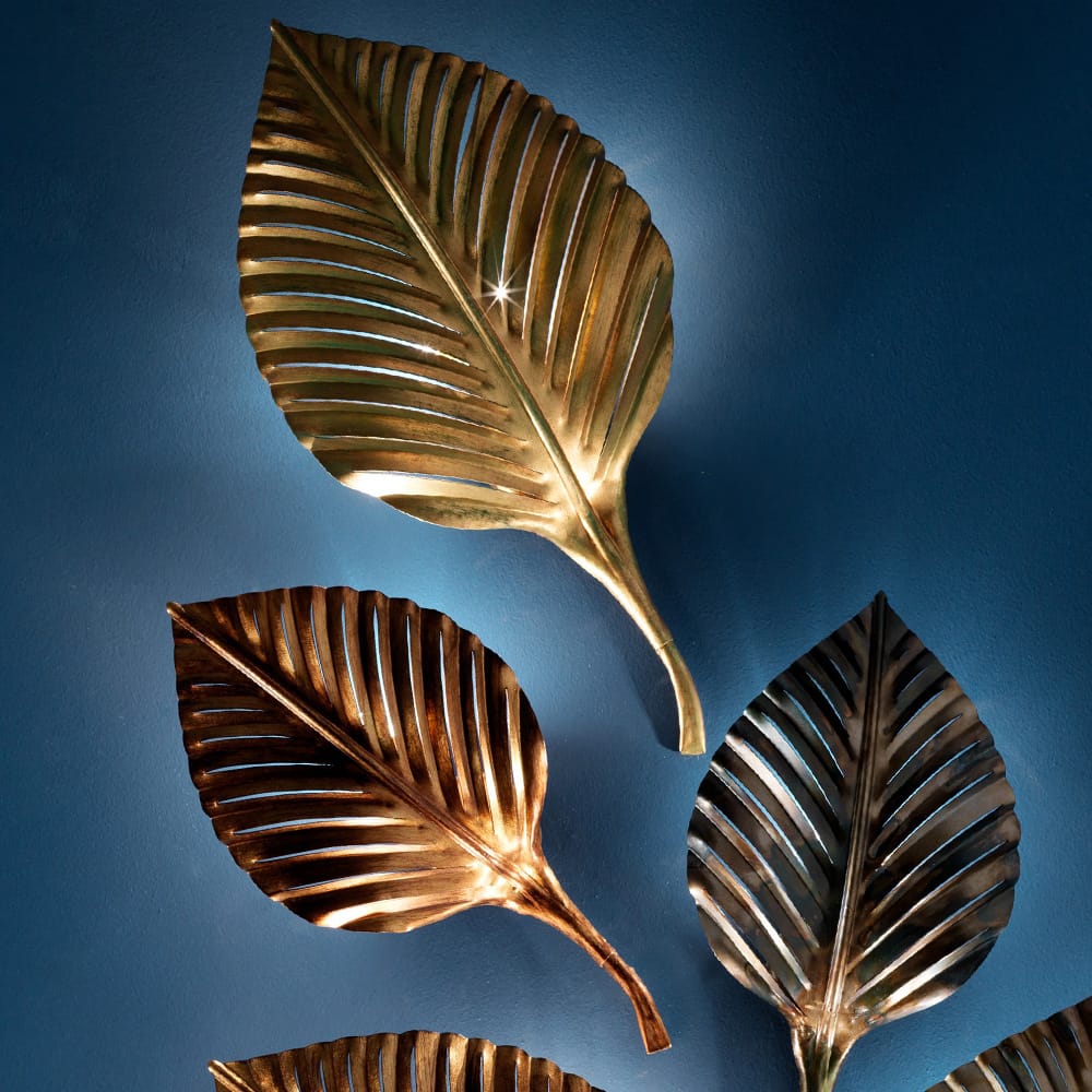 Exclusive Designer Italian Palm Leaf Wall Fixtures, Wall Sconce, detail 2