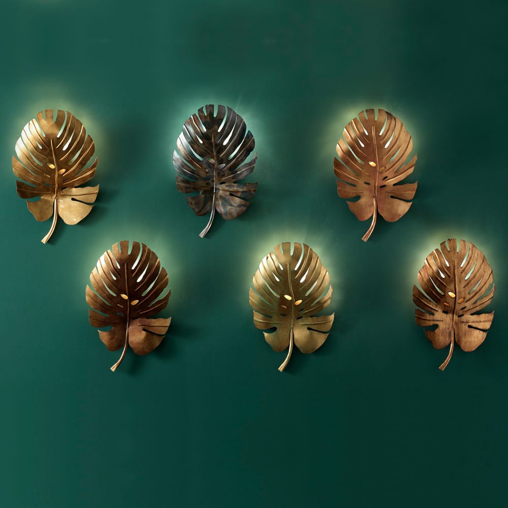 Exclusive Designer Italian Tropical Leaf Wall Fixtures, Wall Sconce, height 45 cm