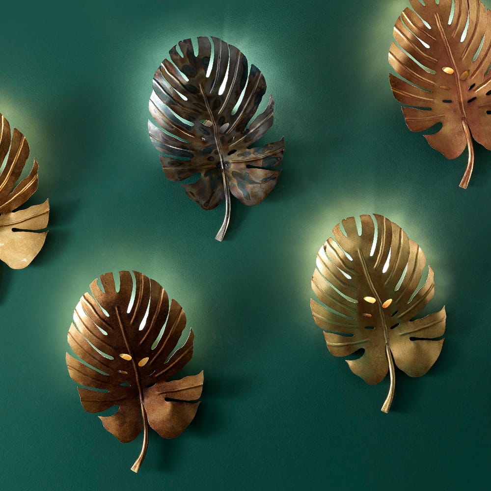 Exclusive Designer Italian Tropical Leaf Wall Fixtures, Wall Sconce, detail 4