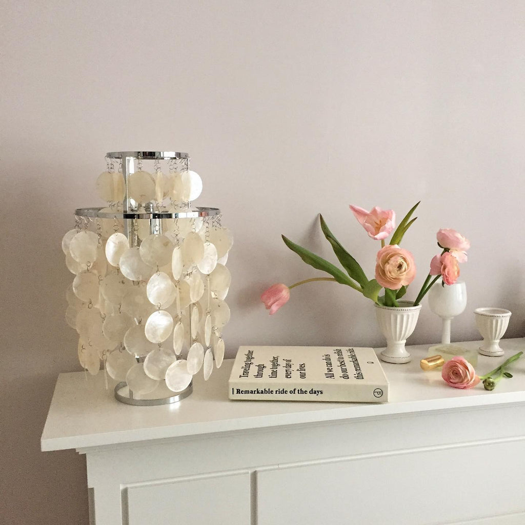 Circular Shell Table Light, Bedside Table Lamp, detail 6