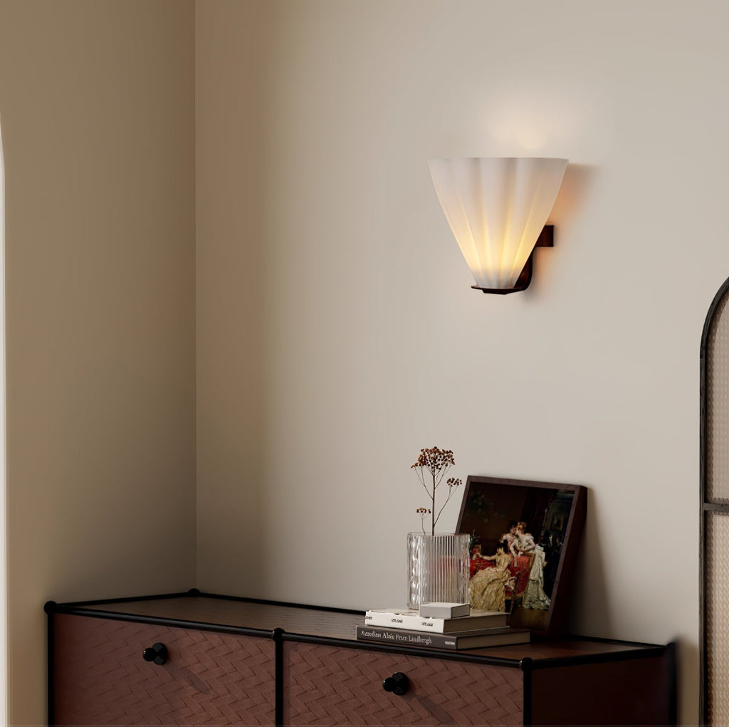 Fan Shaped Glass Wall Light, Hardwired Wall Sconce, detail 3
