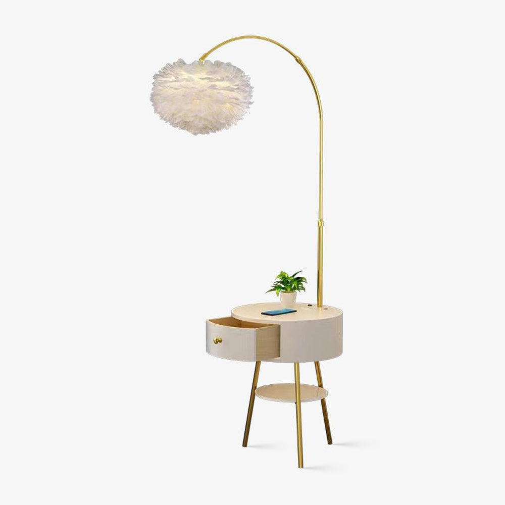 Feather Drawer Floor Light, Floor Lamp, Metal, ∅ 15″ x H 70.9″