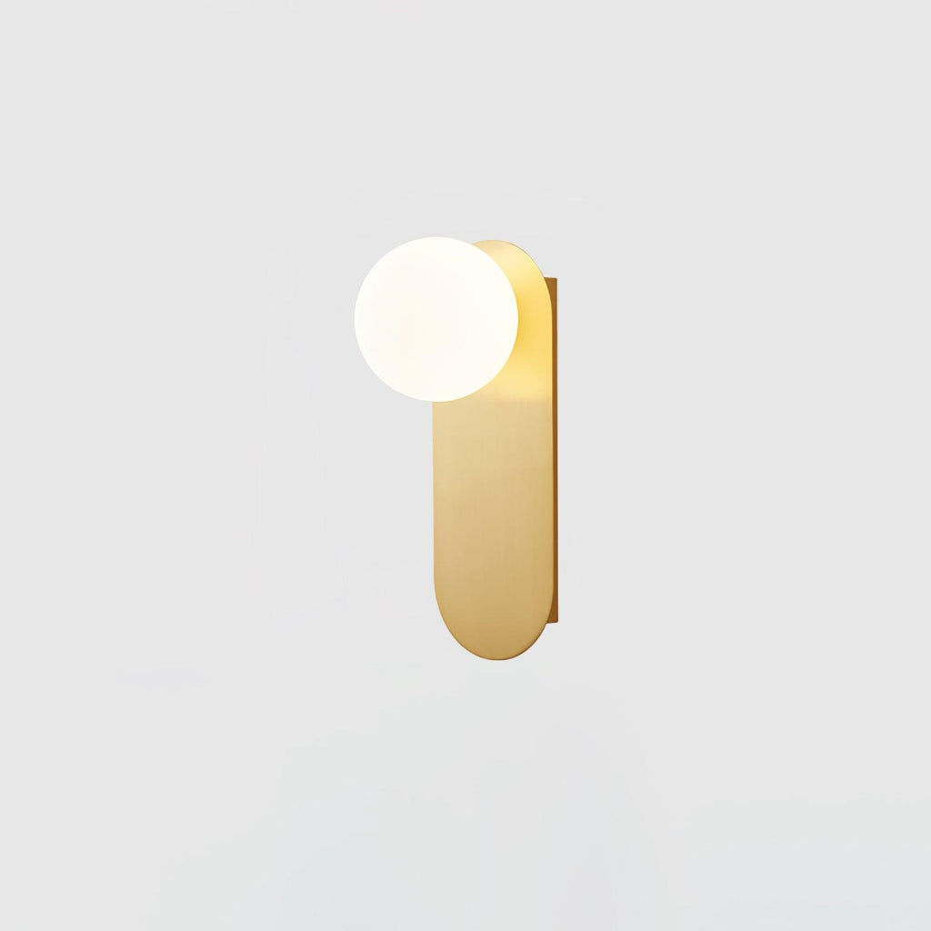 Flat Base Globe Wall Light, Hardwired Wall Sconce, Brass, W 12cm x H 32cm x D 15cm