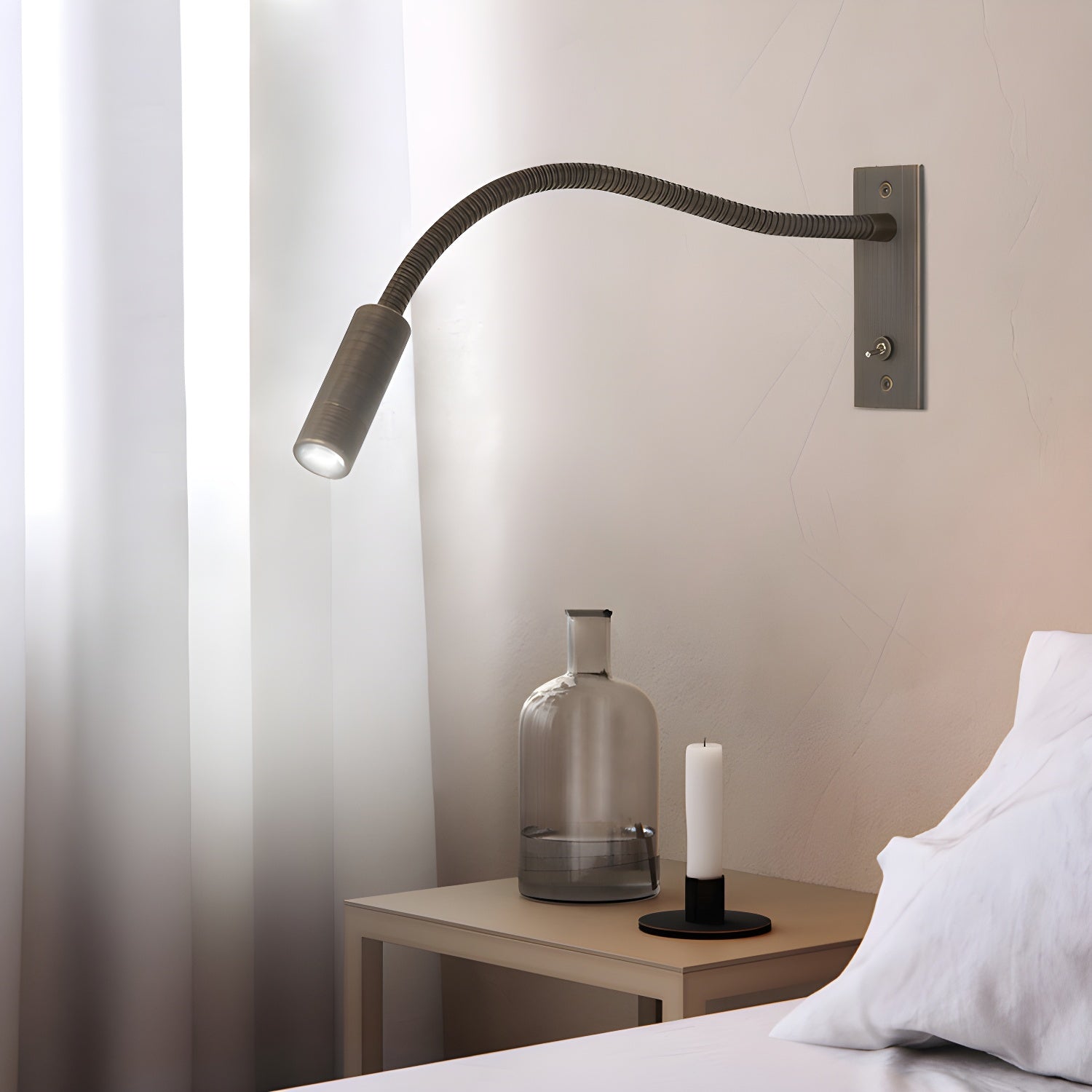 Flexible Gooseneck Wall Light, Hardwired Wall Sconce, detail 3