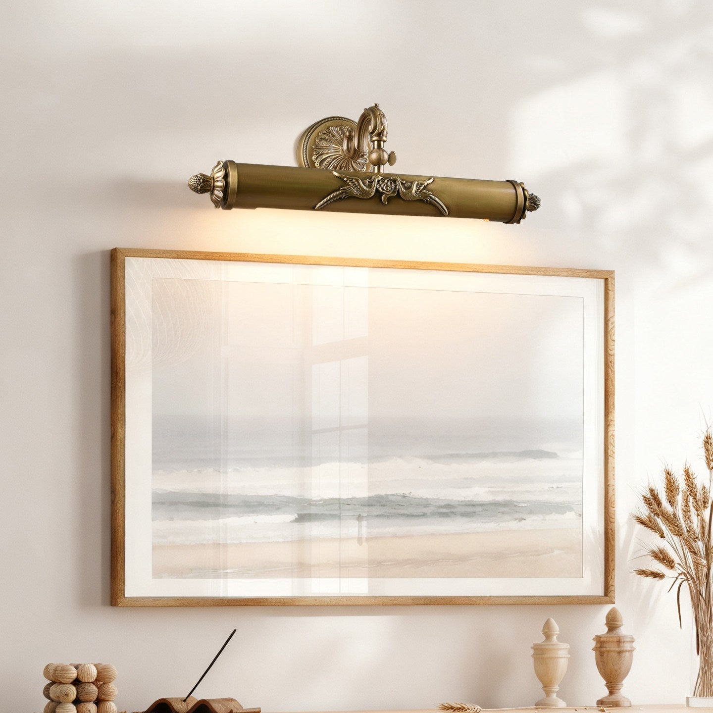 Florence Brass Wall Light, Hardwired Wall Sconce, detail 3